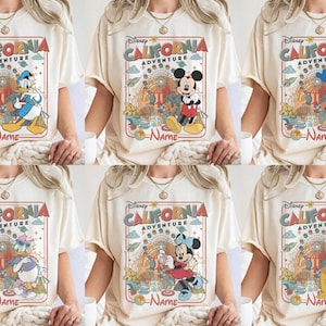 Retro Personalized Disneyland California Adventure Shirt, Mickey & Friends Princess Baymax Toy Story Tee, Family Trip Group Matching Shirts image 2