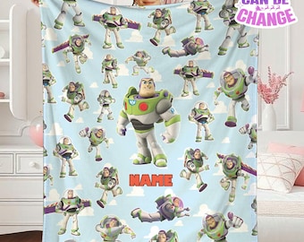 Personalized Toy Story Buzz Lightyear Fleece Blanket, Toy Story Land Blanket, Toy Story Magic Kingdom Blanket for Bed Couch Sofa, Xmas Gifts