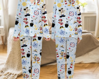 Pesonalized Disneyland Christmas Cruise 2025 Pajamas Set, Very Merrytime Cruise Pajamas, Mickey and Friends Family Christmas Cruise Pajamas