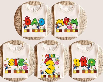 Super Mario Birthday Shirts, Super Mario Family Shirts, Personalized Mario Birthday Shirt, Custom Super Mario Group Birthday Shirts
