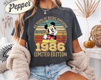 Vintage 1986 Limited Edition Mickey Sweatshirt, 40th Birthday Sweatshirt, Disneyland 40th Birthday Anniversary 2026 Shirt, Mickey Bday Shirt