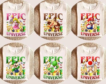 Super Mario Epic Universe Comfort Colors Shirt, Mario Luigi Princess Peach Epic Universe Shirt, Mario Group Matching, Epic Family Vacation