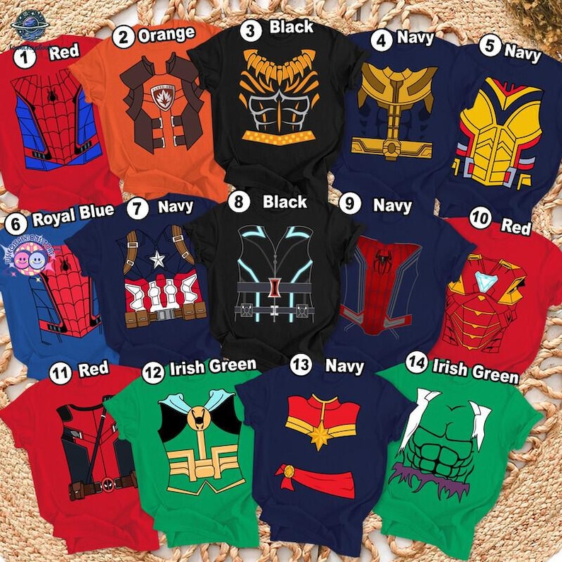 Avengers Halloween Costume Shirt, Avengers Team Shirt, Spidery Man Iron Man Captain America Costume, Superhero Costume, Family Costume Shirt Bild 1
