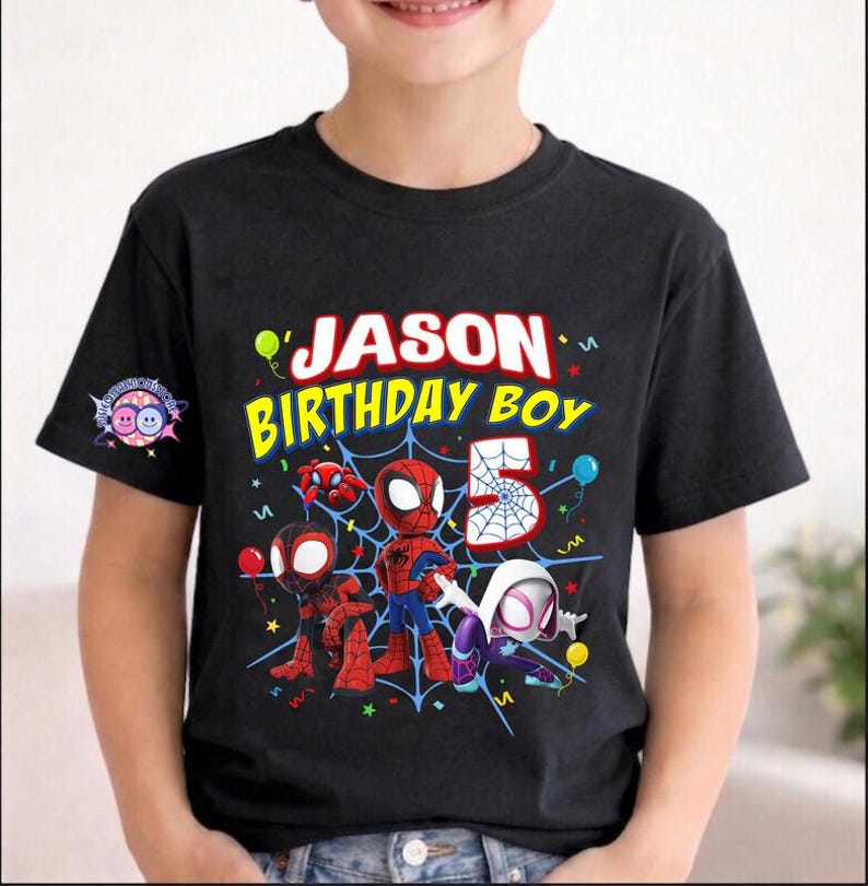 Spidey and His Amazing Friends Birthday Shirt, Spiderman Inspired Birthday Shirt, Spiderman Toddler Birthday, Superhero Family Birthday Tee image 1