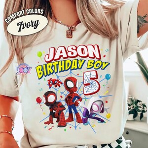 Spidey and His Amazing Friends Birthday Shirt, Spiderman Inspired Birthday Shirt, Spiderman Toddler Birthday, Superhero Family Birthday Tee image 4