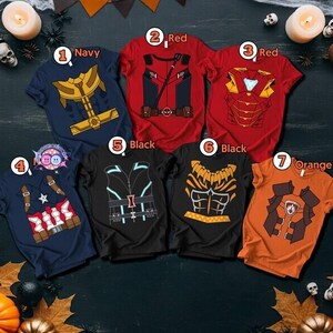 Chemise costume d'Halloween Avengers, chemise de l'équipe Avengers, costume Spider Man Iron Man Captain America, costume de super-héros, chemise de costume familial image 2