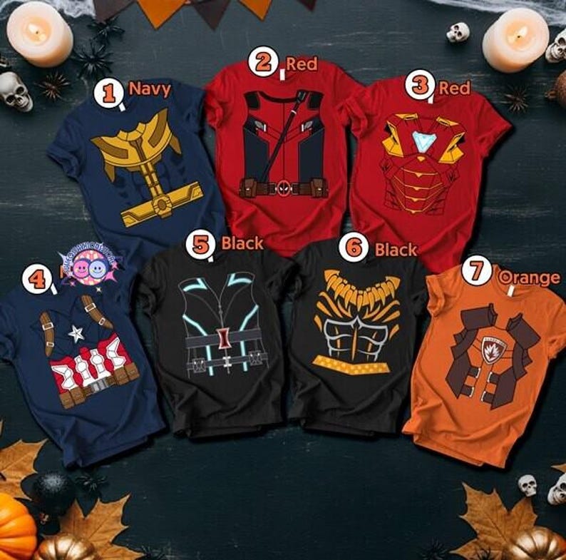 Chemise costume d'Halloween Avengers, chemise de l'équipe Avengers, costume Spider Man Iron Man Captain America, costume de super-héros, chemise de costume familial image 2