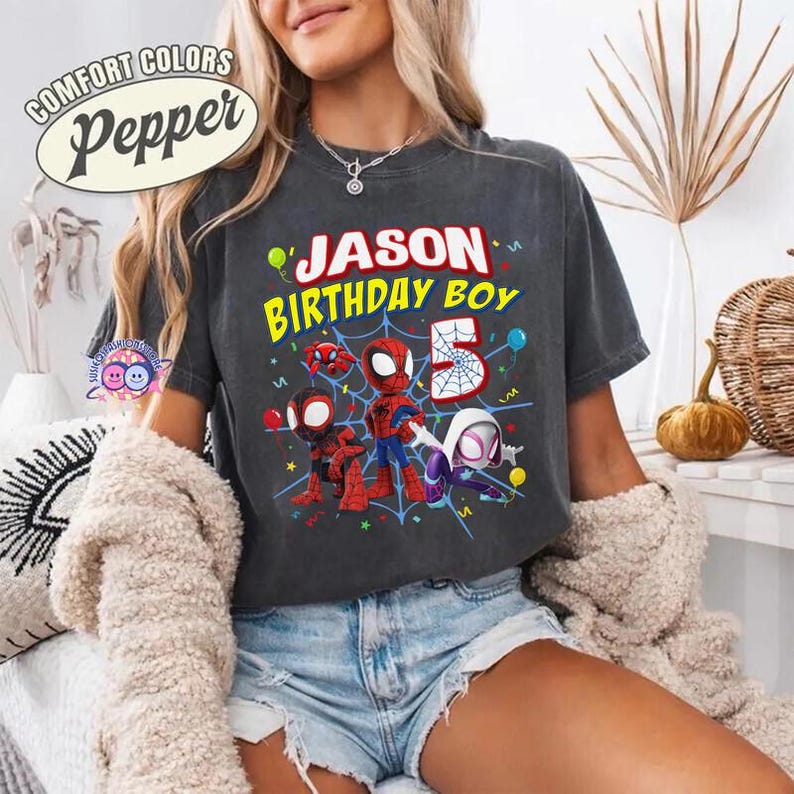 Spidey and His Amazing Friends Birthday Shirt, Spiderman Inspired Birthday Shirt, Spiderman Toddler Birthday, Superhero Family Birthday Tee image 2