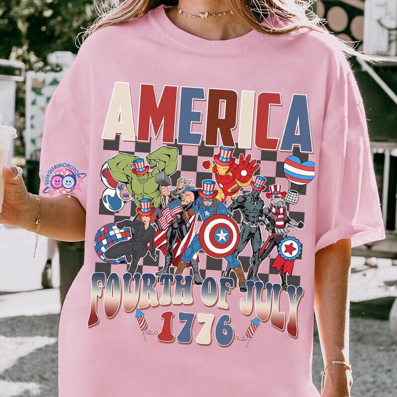 Camiseta de los Vengadores para el 4 de julio, Camiseta de Disneyland para el 4 de julio, Camiseta patriótica de Iron Man y Spiderman, Camiseta del Día de la Independencia, Camiseta del Día de los Caídos imagen 5