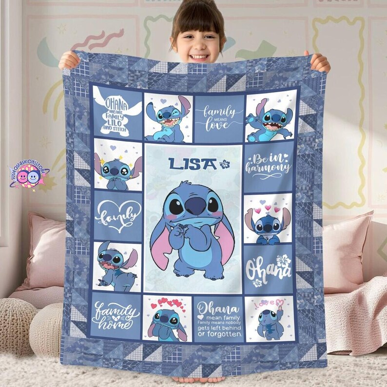 Manta personalizada de Lilo y Stitch de Disneyland, manta polar personalizada de Stitch, manta de Magic Kingdom, manta de Disneyworld, regalo para niños imagen 3