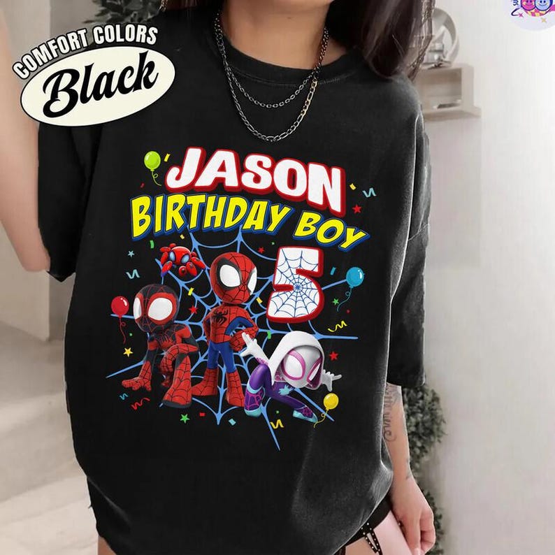 Custom Spidey Birthday Shirt, Spidey and His Amazing Friends Birthday Shirt, Spidey T-shirt, Toddler Birthday Tee, Superhero Birthday Shirt image 3