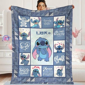 Manta personalizada de Lilo y Stitch de Disneyland, manta polar personalizada de Stitch, manta de Magic Kingdom, manta de Disneyworld, regalo para niños imagen 1
