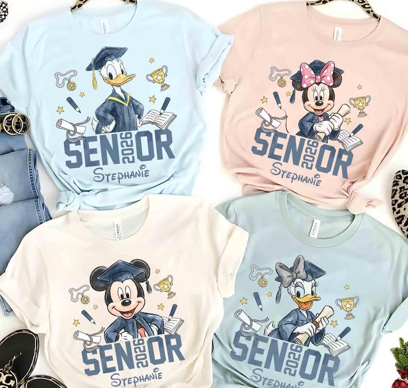 Personalized Mickey & Friends Senior 2026 Shirt, Senior Trip Disneyland Graduation 2026 Tee, Graduation Shirt, Disneyland Grad Squad Tee image 2