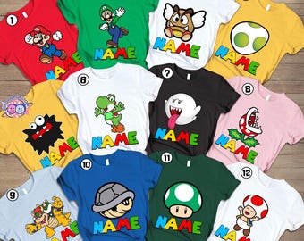 Personalized Name Super Mario Halloween Costume 2026 Shirt, Mario Family Matching Shirt, Mario Birthday Squad Shirt, Halloween Party Tee