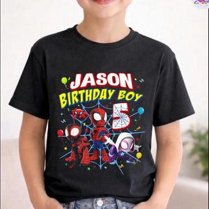 Custom Spidey Birthday Shirt, Spidey and His Amazing Friends Birthday Shirt, Spidey T-shirt, Toddler Birthday Tee, Superhero Birthday Shirt image 2