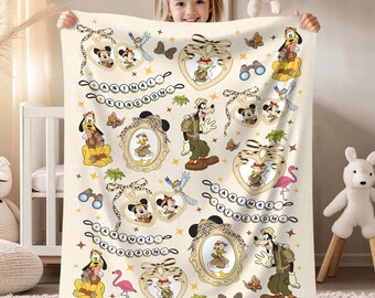 Mickey And Friends Leopard Coquette Bow Blanket, Animal Kingdom Blanket, Disneyland Safari Mode Blanket, Magic Kingdom, Aesthetics Blanket