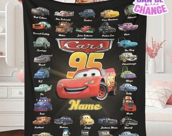 Personalized Name Cars Movies Blanket, Lightning Mc Queen Baby Blanket, Disneyland Cars Blanket, Cars Movie Characters Blanket, Xmas Gift