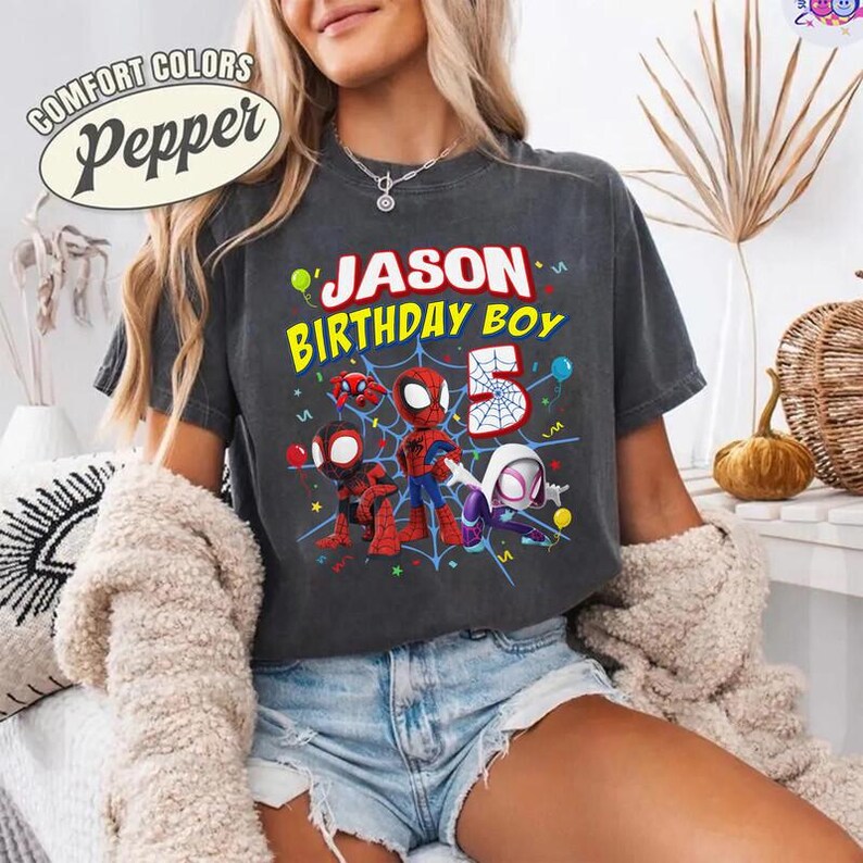 Custom Spidey Birthday Shirt, Spidey and His Amazing Friends Birthday Shirt, Spidey T-shirt, Toddler Birthday Tee, Superhero Birthday Shirt image 1