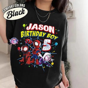 Spidey and His Amazing Friends Birthday Shirt, Spiderman Inspired Birthday Shirt, Spiderman Toddler Birthday, Superhero Family Birthday Tee image 3