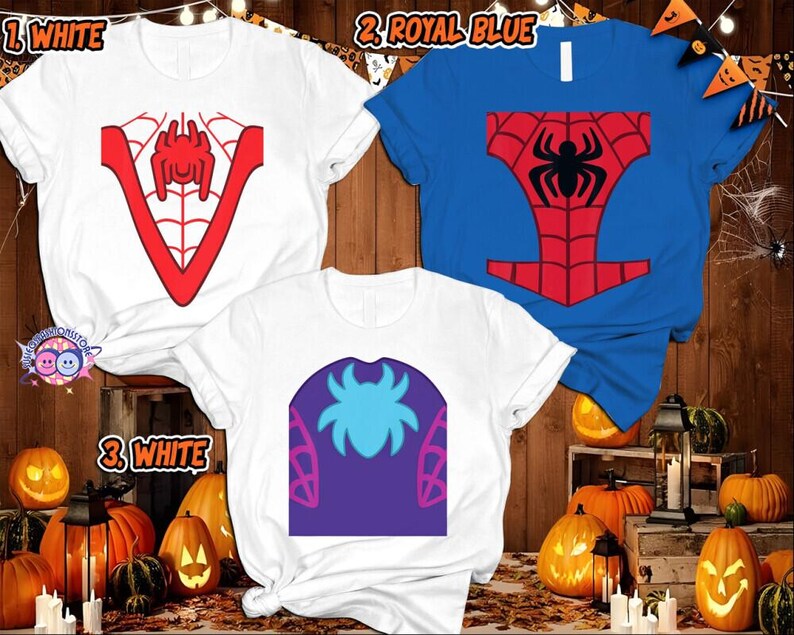 Spidey and His Amazing Friends Costume Halloween Shirt, Superhero Spider Man Costume Shirt, Miles Morales Ghost Spider Tee, Halloween Party image 2