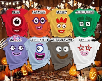 Camiseta de disfraz de Numberblocks, Camiseta de disfraz de Halloween de Numberblocks, Camiseta de disfraz grupal de Numberblocks, Camiseta familiar a juego para Halloween