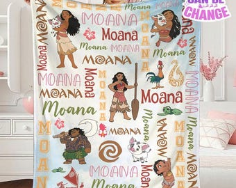 Personalized Disneyland Moana Watercolor Blanket, Baby Girl Princess Moana Birthday Girl Gift, Disneyland Maui Blanket, Home Decor Gift