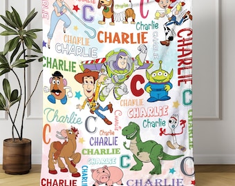 Personalized Disneyland Toy Story Blanket, Custom Name Disneyland Blanket, Toy Story Characters To Infinity And Beyond, Toy Story Birthday