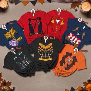 Chemise costume d'Halloween Avengers, chemise de l'équipe Avengers, costume Spider Man Iron Man Captain America, costume de super-héros, chemise de costume familial image 3