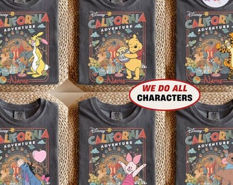 Retro Personalized Disneyland California Adventure Shirt, Mickey & Friends Princess Baymax Toy Story Tee, Family Trip Group Matching Shirts