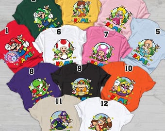 Personalized Super Mario Halloween Costume Shirt, Super Mario Family Matching Shirt, Mario Birthday Squad Shirt, Halloween Party Tee