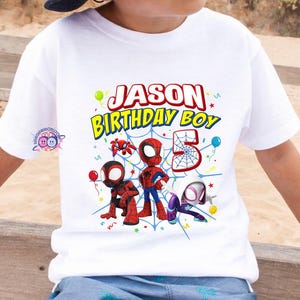 Spidey and His Amazing Friends Birthday Shirt, Spiderman Inspired Birthday Shirt, Spiderman Toddler Birthday, Superhero Family Birthday Tee image 5