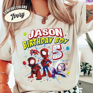 Custom Spidey Birthday Shirt, Spidey and His Amazing Friends Birthday Shirt, Spidey T-shirt, Toddler Birthday Tee, Superhero Birthday Shirt image 4