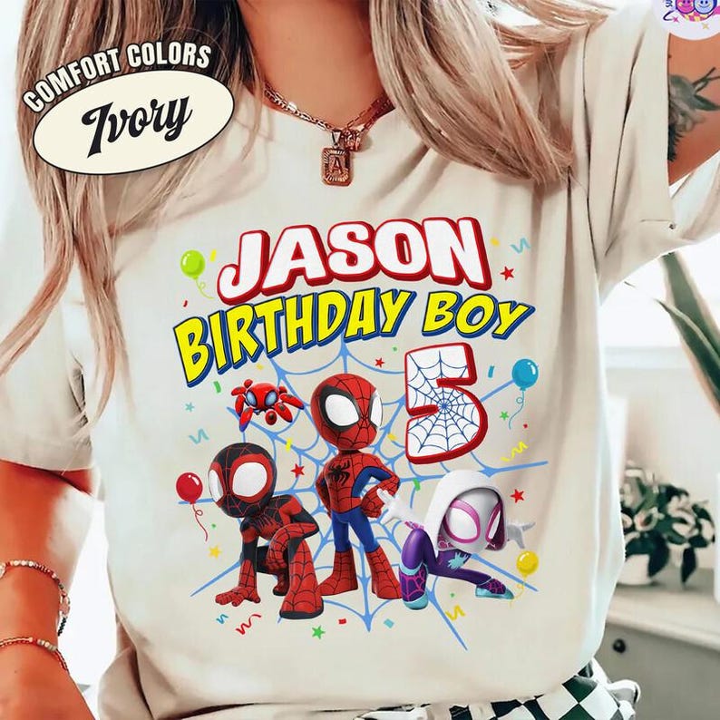 Custom Spidey Birthday Shirt, Spidey and His Amazing Friends Birthday Shirt, Spidey T-shirt, Toddler Birthday Tee, Superhero Birthday Shirt image 4