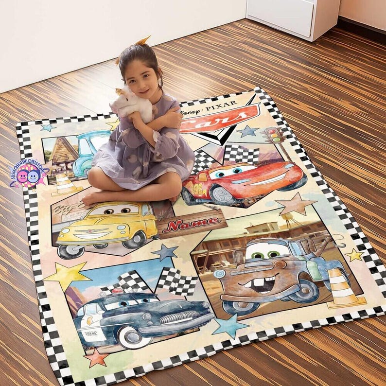 Personalized Disneyland Pixar Cars Blanket, Lightning Mcqueen Throw, Custom Kids Bedding, Gift for Boys, Nursery Decor, Mater Baby Blanket image 3