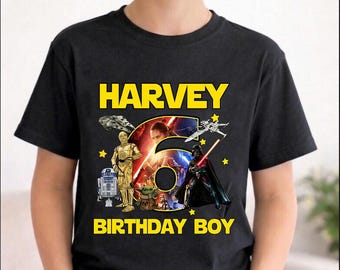 Personalized Starwars Birthday Shirt, Custom Name Starwars Darth Vader Boba Fett Shirt, Custom Birthday Boy Girl Gift, Disneyland Trip Shirt