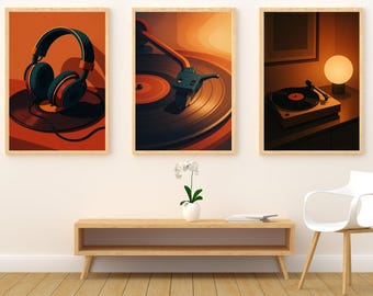 Vinyl Wall Art Set for Music Lovers | DJ Studio Decor Posters | Turntable Prints | Modern Music Room Wall Art | Digital Download