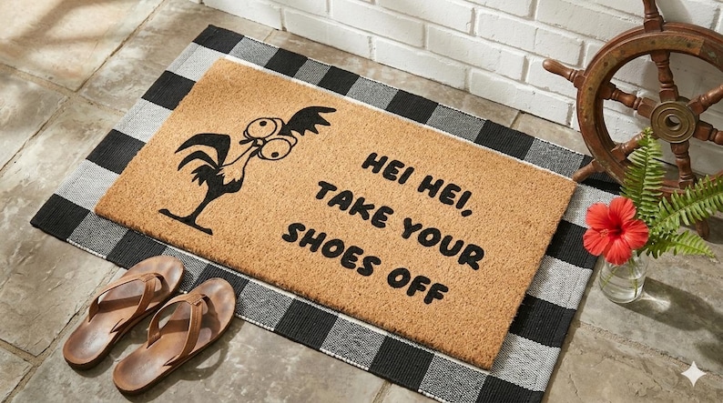 Felpudo de bienvenida de Disney / Hei Hei Moana / Felpudo para quitarse los zapatos / Felpudo divertido imagen 1