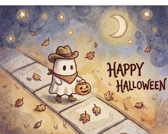 Download digitale SVG e PNG di Western Ghost / File Cricut per Halloween da cowboy vintage