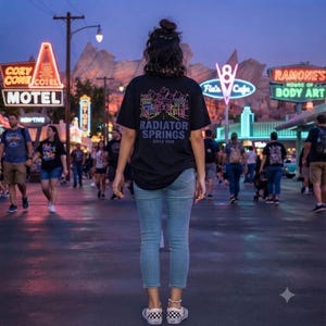 Camiseta de Radiator Springs / Camiseta vintage de neón de Cars Land, ropa de Cozy Cone Motel, atuendo de Disney California Adventure, camiseta retro de la Ruta 66