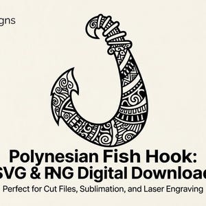 Polynesischer Fischhaken SVG und PNG digitaler Download | Stammes / Maori Cricut Datei