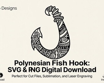 File digitale SVG e PNG a forma di amo da pesca polinesiano / File tribale Maori per Cricut