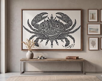Granchio polinesiano SVG, granchio tribale PNG, file in stile tartaruga marina Maori, file di taglio per tatuaggi oceanici per Cricut, download digitale per uso commerciale