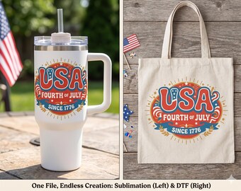 Download digitale SVG e PNG per il 4 luglio in stile retrò USA / File Cricut patriottico vintage
