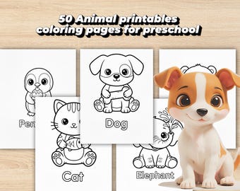 Libro para colorear de animales para niños (imprimible), descarga instantánea