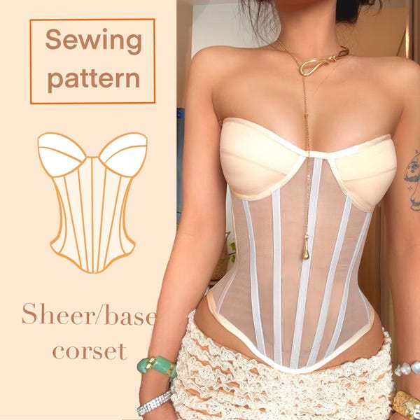 Sheer/ base corset A4 PDF Sewing Pattern // Instant Download with 17 sizes