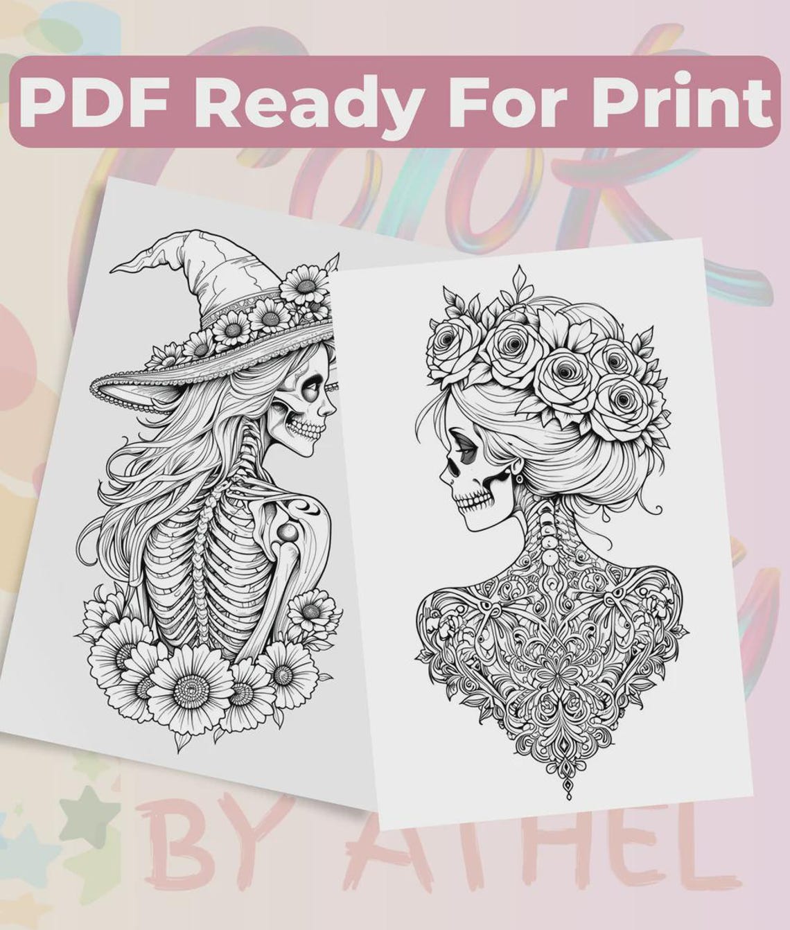 Dia De Los Muertos Coloring Book Bundle – 69 Printable Sugar Skull ...