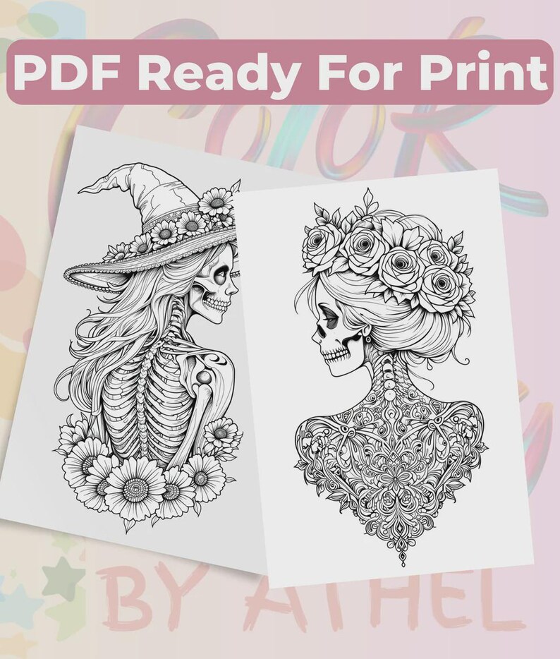 Dia De Los Muertos Coloring Book Bundle – 69 Printable Sugar Skull ...