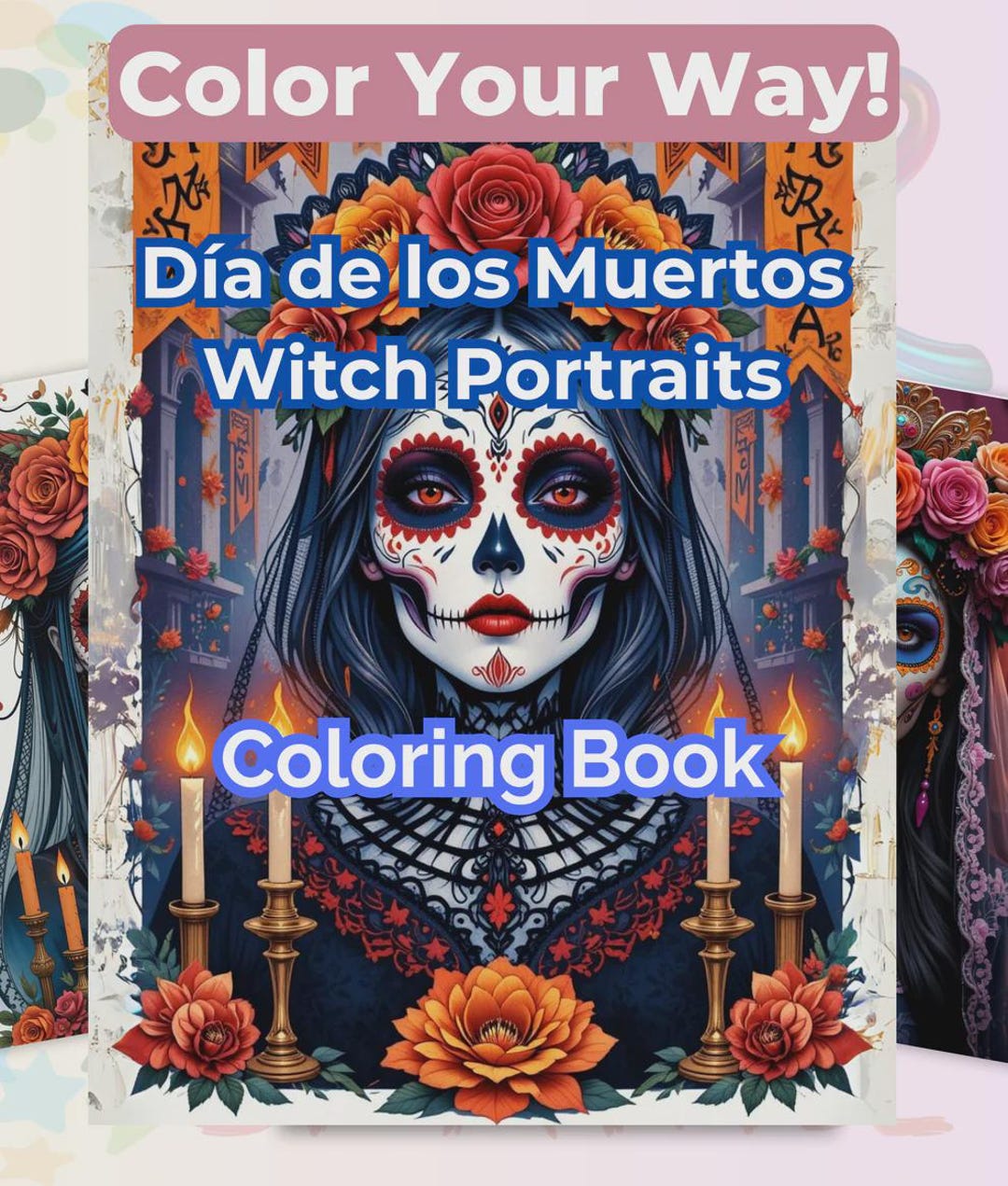 Dia De Los Muertos Coloring Book Bundle – 69 Printable Sugar Skull ...