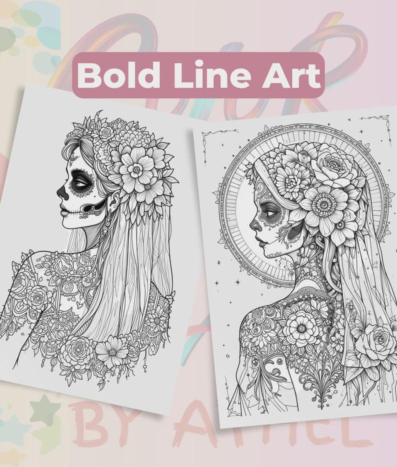 Dia De Los Muertos Coloring Book Bundle – 69 Printable Sugar Skull ...