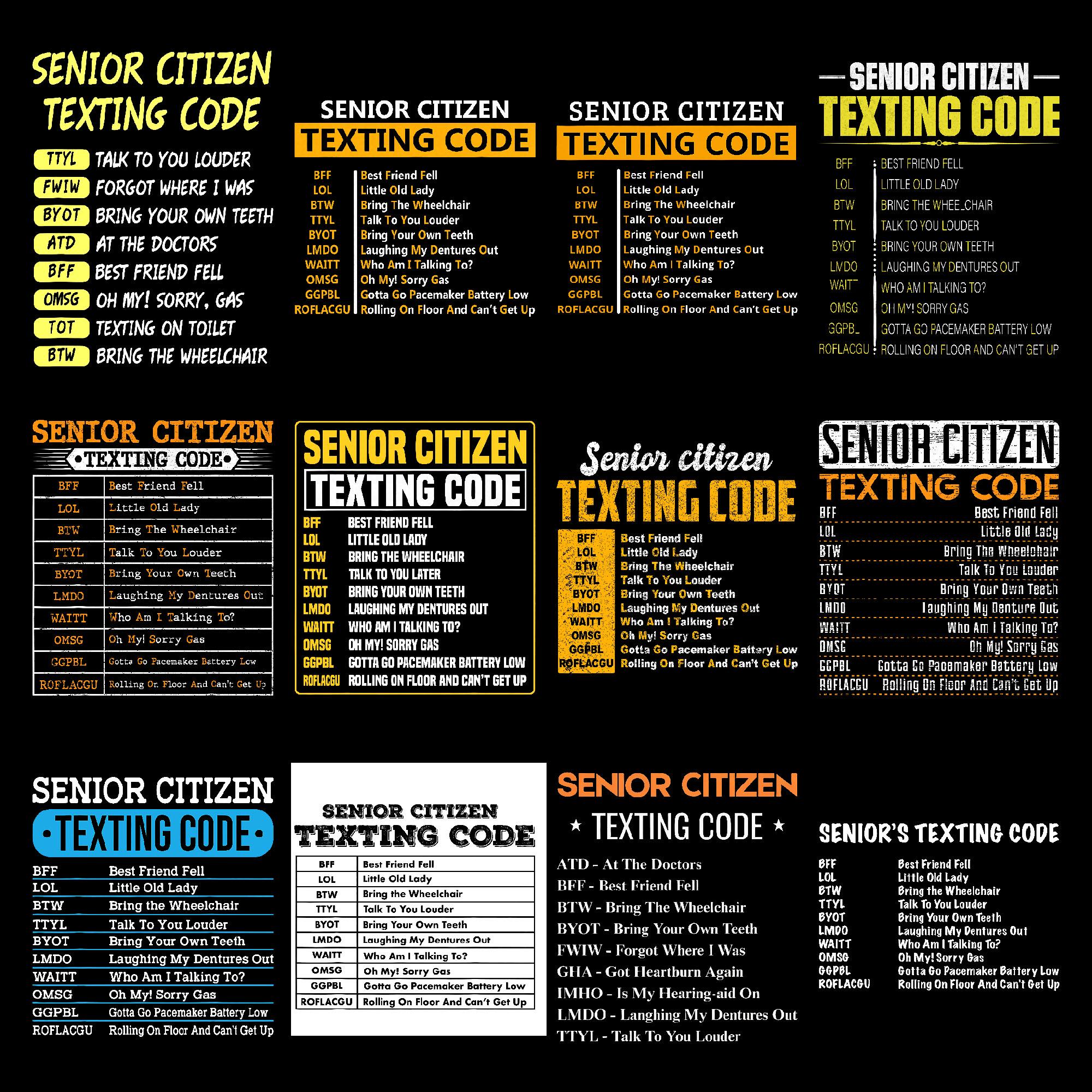 Senior Citizen Texting Code PNG | Funny Senior Digital Download | Humor ...